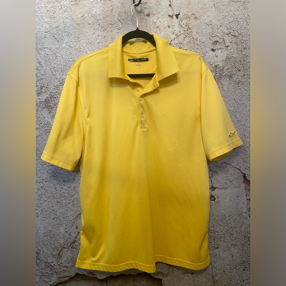 Greg Norman Mens Bright Yellow Golf Shirt